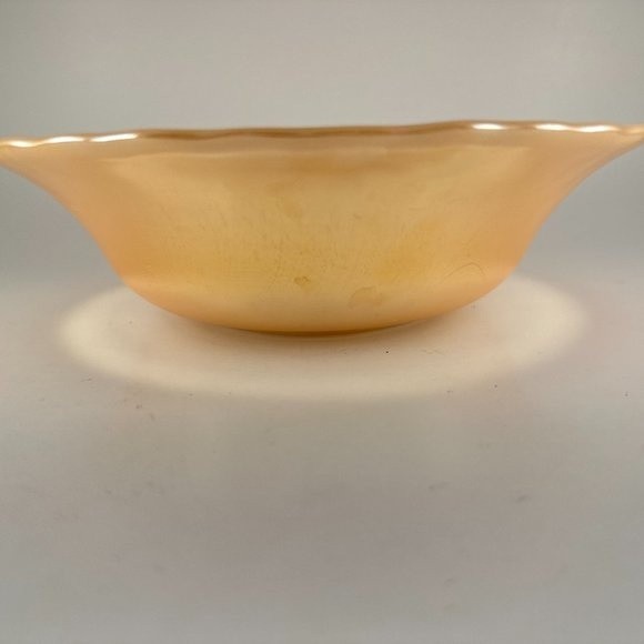 Anchor Hocking Fire King Peach Lustre Swirl Iridescent Serving Dish Bowl 8.5" - Picture 10 of 10